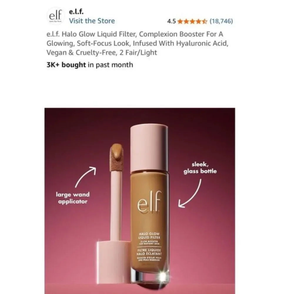 *New* Elf halo glow liquid filter glow booster in #2 Fair/light